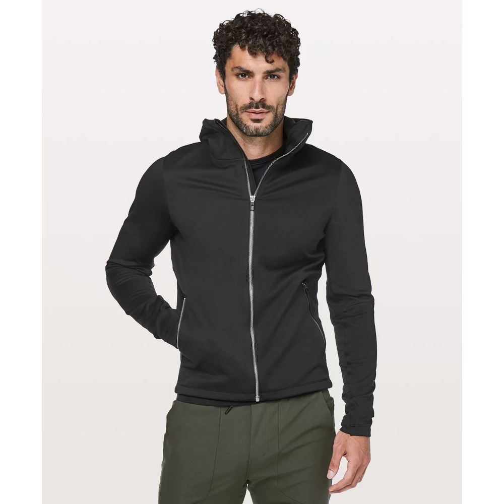 Lululemon Mens Fleece Back Soft Shell Jacket Coat Size M Black‎ Outdoors Running